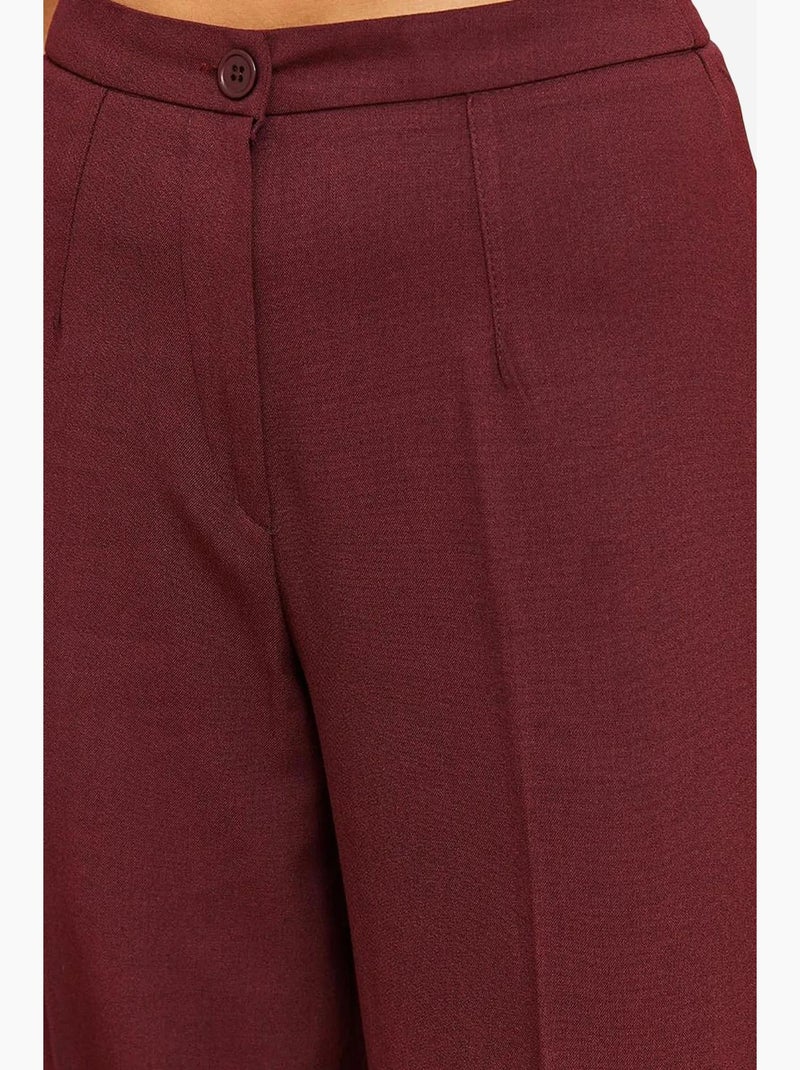 Palazzo broek met hoge taille en wijde pijpen lucci Bordeauxrood - Kiabi