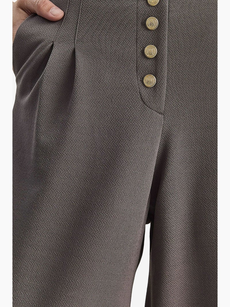 Palazzo-broek met hoge taille en wijde pijpen lucci Grijs - Kiabi
