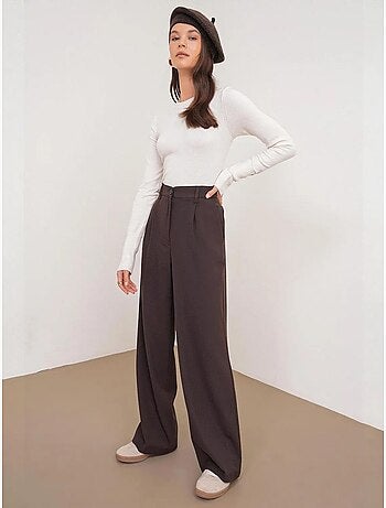 Palazzo-broek met hoge taille en zakken mixray