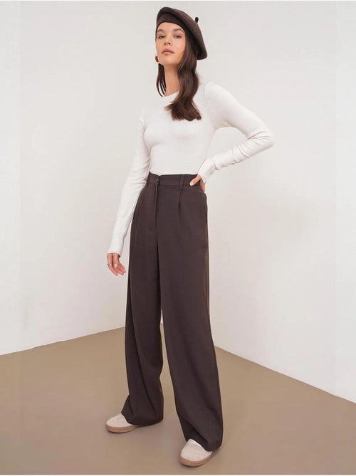 Palazzo-broek met hoge taille en zakken mixray - Kiabi Palazzo-broek met hoge taille en zakken mixray - Kiabi