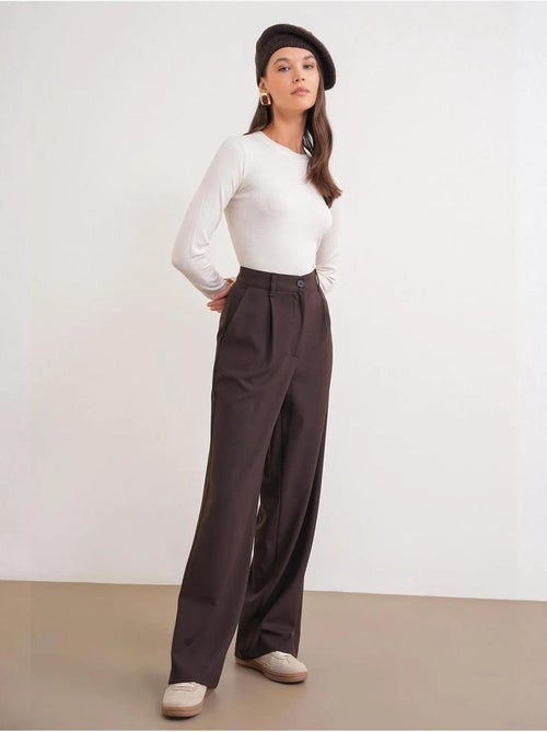 Palazzo-broek met hoge taille en zakken mixray - Kiabi Palazzo-broek met hoge taille en zakken mixray - Kiabi
