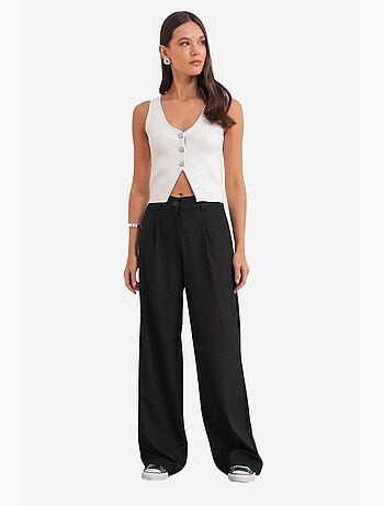 Palazzo-broek met hoge taille en zakken mixray