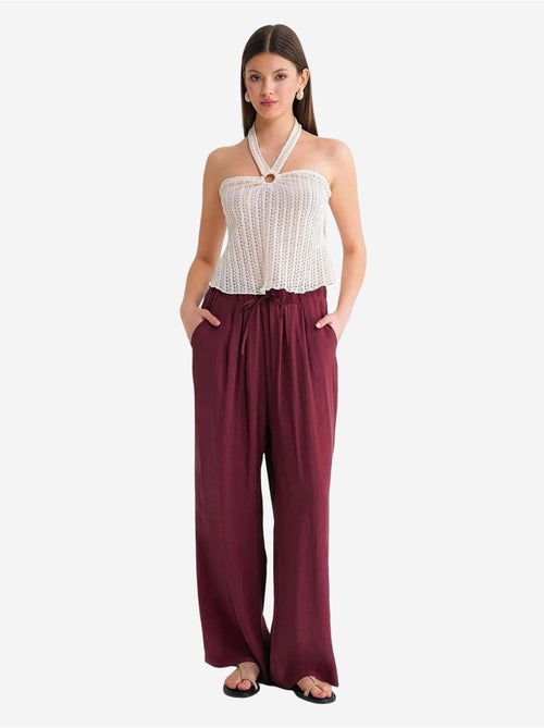 Palazzo-broek met hoge taille van modal met plooien en trekkoord mixray - Kiabi Palazzo-broek met hoge taille van modal met plooien en trekkoord mixray - Kiabi