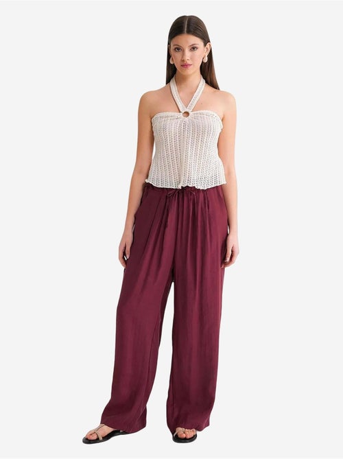 Palazzo-broek met hoge taille van modal met plooien en trekkoord mixray - Kiabi Palazzo-broek met hoge taille van modal met plooien en trekkoord mixray - Kiabi