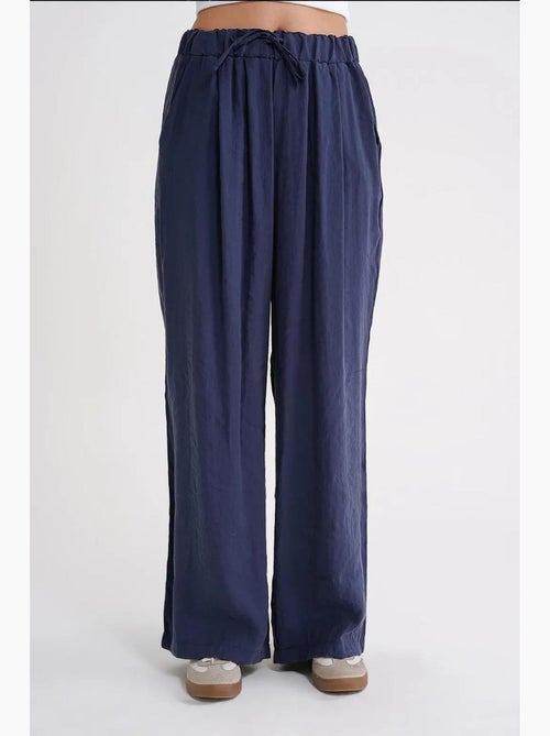 Palazzo-broek met hoge taille van modal met plooien en trekkoord mixray - Kiabi Palazzo-broek met hoge taille van modal met plooien en trekkoord mixray - Kiabi