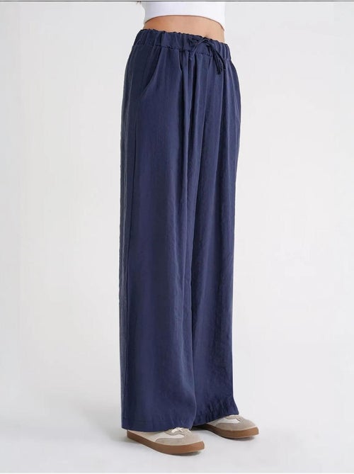 Palazzo-broek met hoge taille van modal met plooien en trekkoord mixray - Kiabi Palazzo-broek met hoge taille van modal met plooien en trekkoord mixray - Kiabi