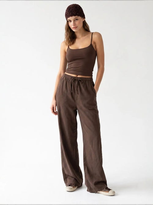 Palazzo-broek met wijde pijp van tencel mixray - Kiabi Palazzo-broek met wijde pijp van tencel mixray - Kiabi