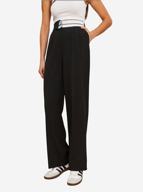 Palazzo-broek met wijde pijpen, asymmetrische taille en knopen lucci - Kiabi Palazzo-broek met wijde pijpen, asymmetrische taille en knopen lucci - Kiabi