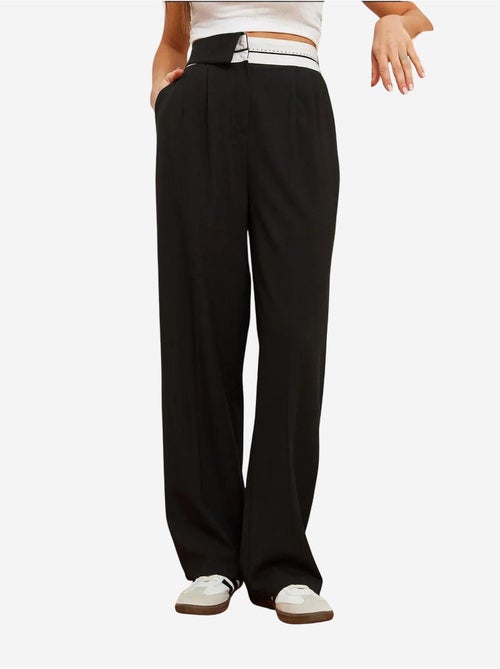 Palazzo-broek met wijde pijpen, asymmetrische taille en knopen lucci - Kiabi Palazzo-broek met wijde pijpen, asymmetrische taille en knopen lucci - Kiabi