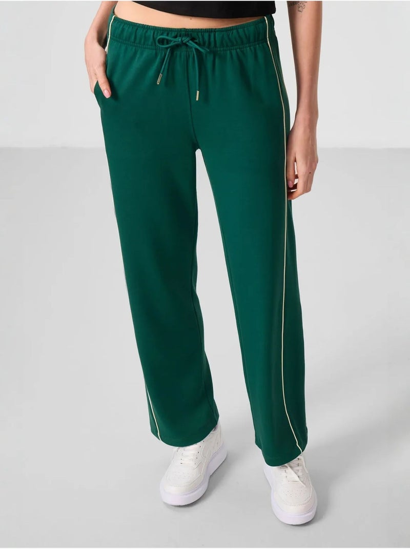 Palazzo-broek met wijde pijpen tommy Groen - Kiabi