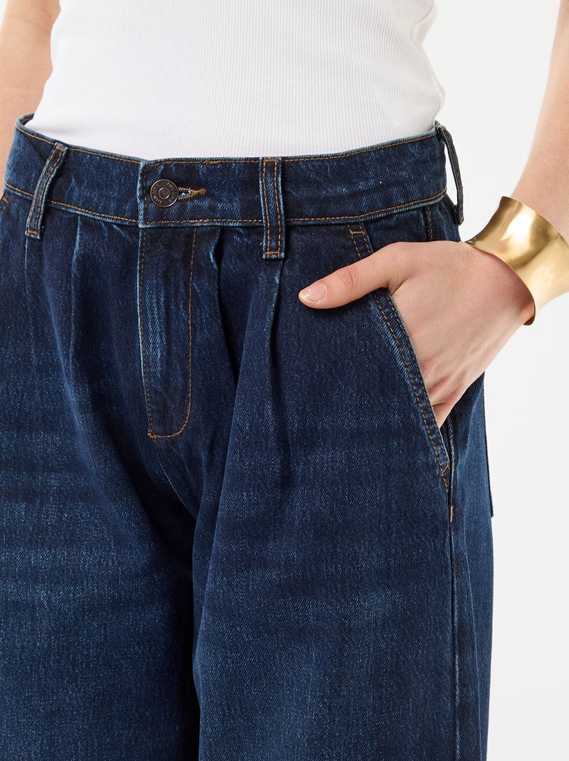 Palazzobroek met wijde pijpen en hoge taille Blauw - Kiabi