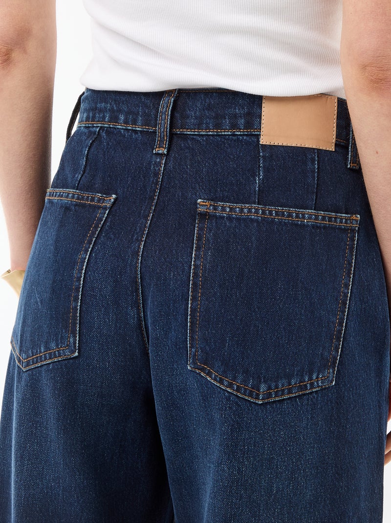 Palazzobroek met wijde pijpen en hoge taille Blauw - Kiabi