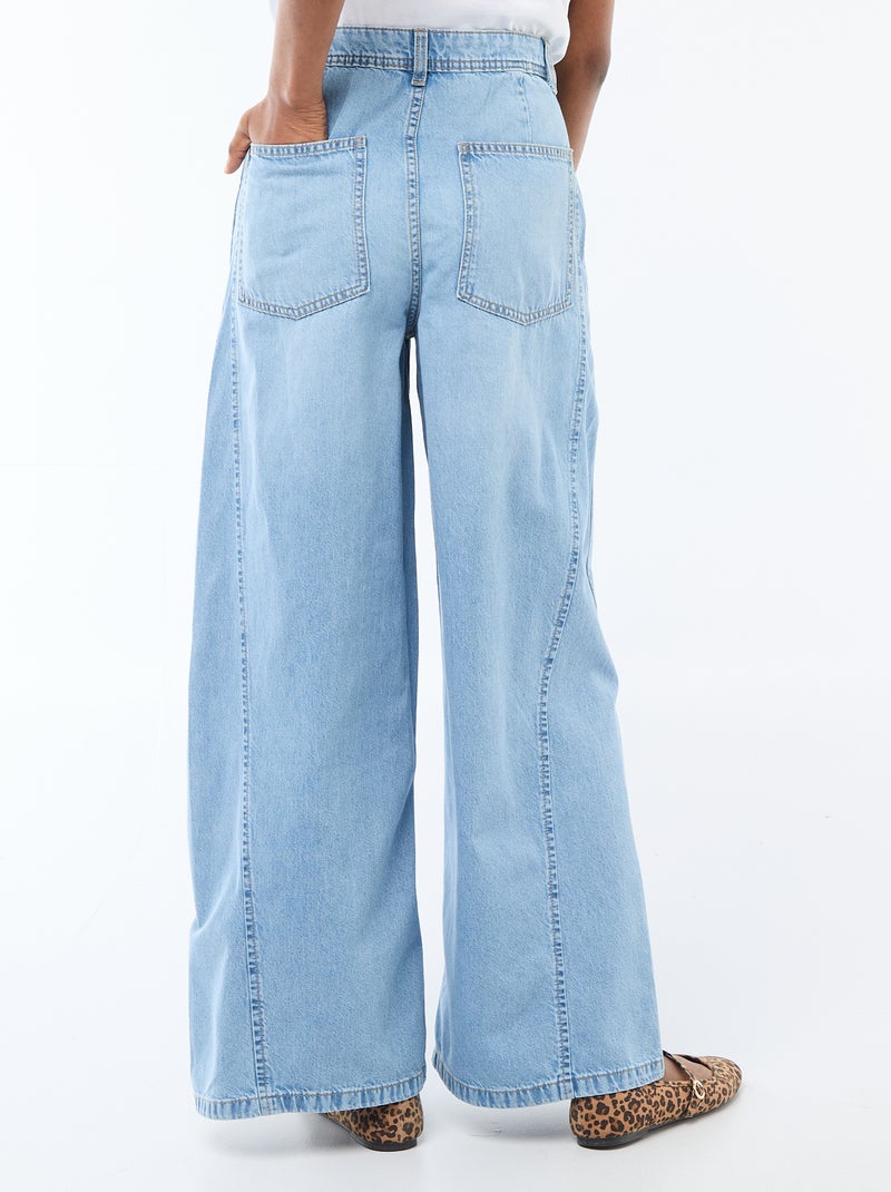 Palazzobroek van denim met details Blauw - Kiabi