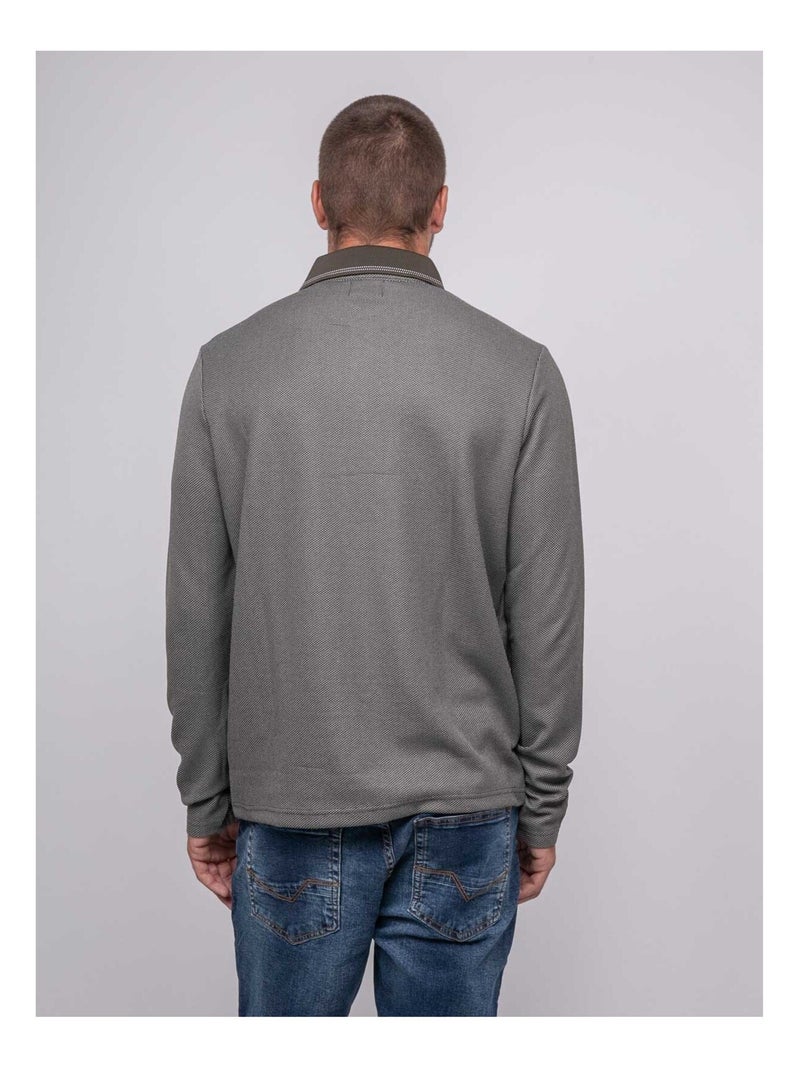 Palypso jacquard gebreide poloshirt Kaki - Kiabi