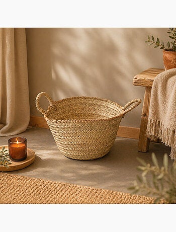 Panier bûche anse bord jute xl