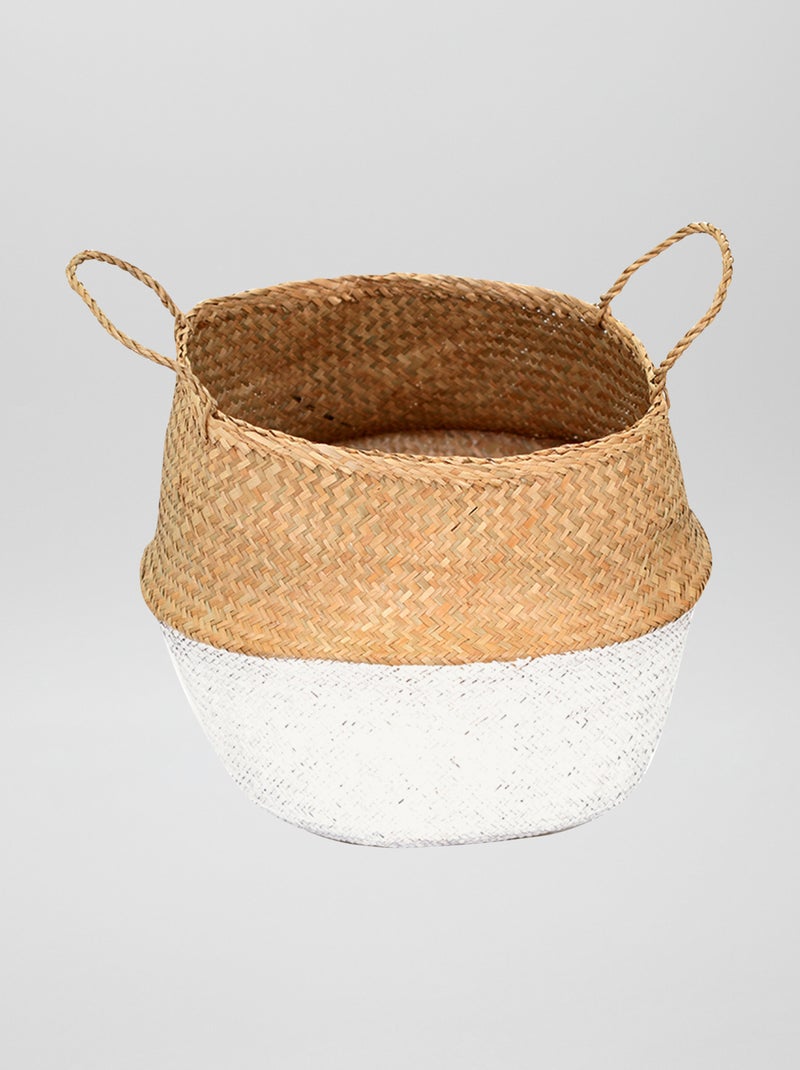 Panier de rangement en raphia beige/blanc - Kiabi