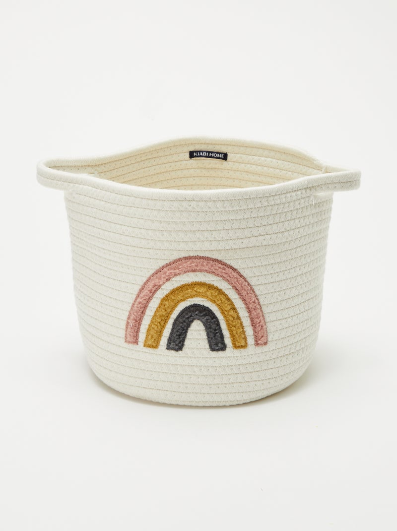 Panier rond en corde 'Arc-en-ciel' Rose - Kiabi