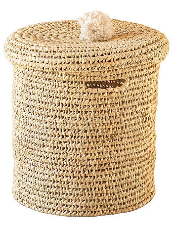 Panière a linge ajourée couvercle pompon