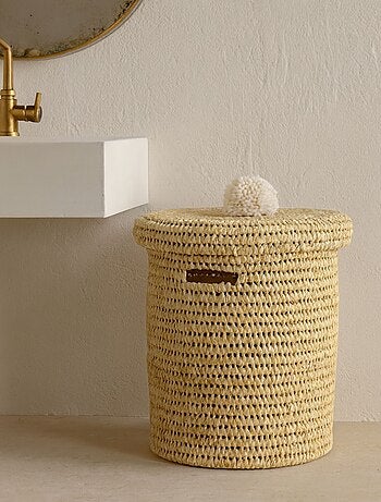 Panière a linge ajourée couvercle pompon