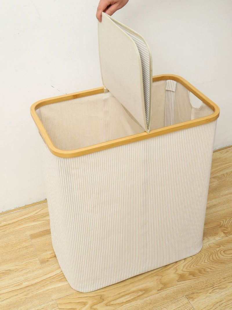 Paniers à linge coton bambou promo linge Blanc - Kiabi