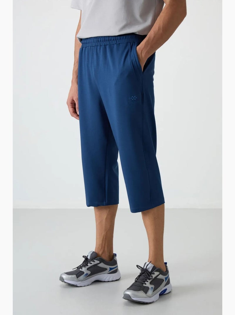 Pantacourt à taille mi-haute et jambe large tommy Bleu - Kiabi