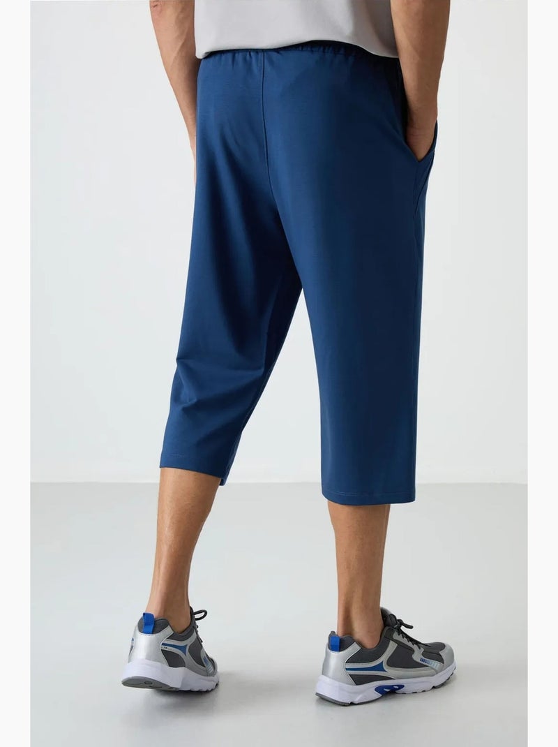 Pantacourt à taille mi-haute et jambe large tommy Bleu - Kiabi