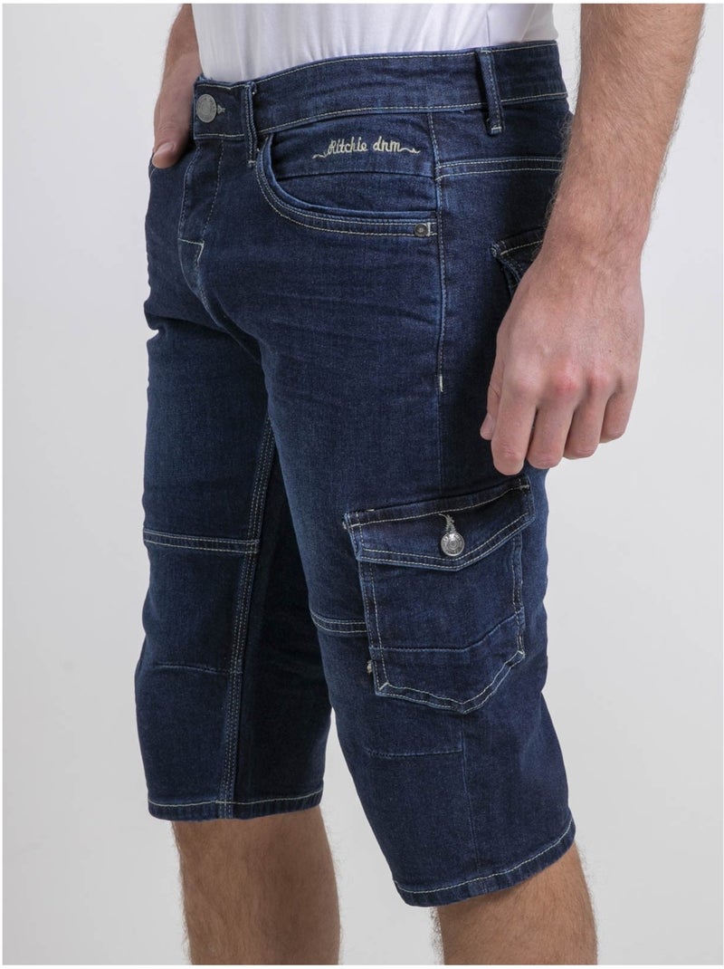 Pantacourt battle en jean bonacri dk blue Bleu marine - Kiabi