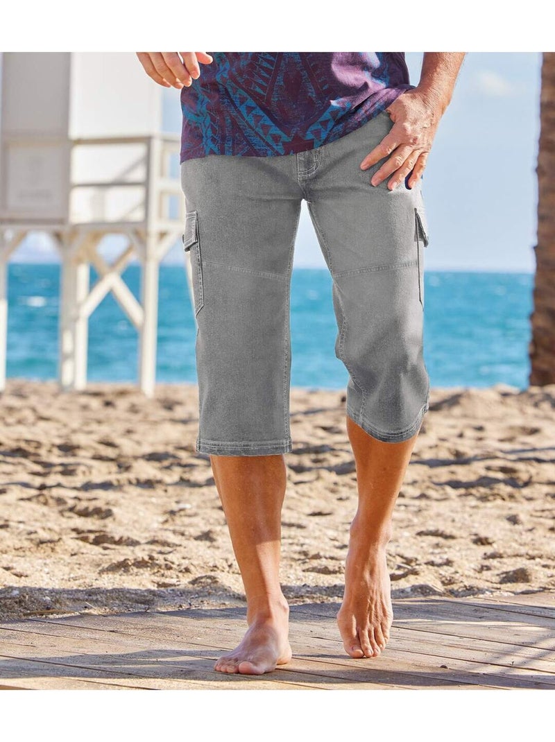 Pantacourt cargo en jean gris  - atlas for men Gris - Kiabi