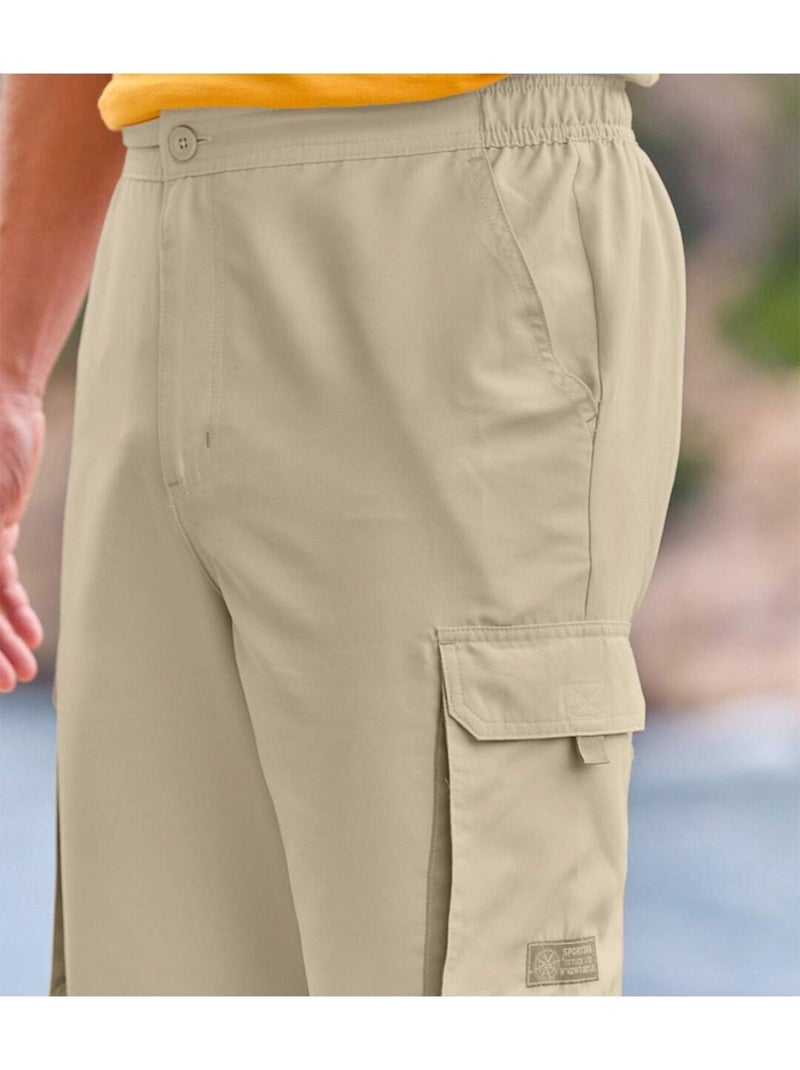 Pantacourt Cargo Microfibre   - ATLAS FOR MEN Beige - Kiabi