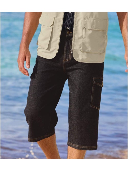 Pantacourt détente cargo en denim   - atlas for men - Kiabi