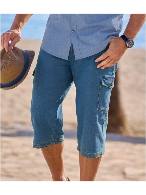 Pantacourt en jean stretch cargo   - atlas for men - Kiabi