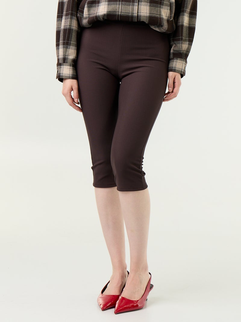 Pantacourt en maille stretch Marron - Kiabi