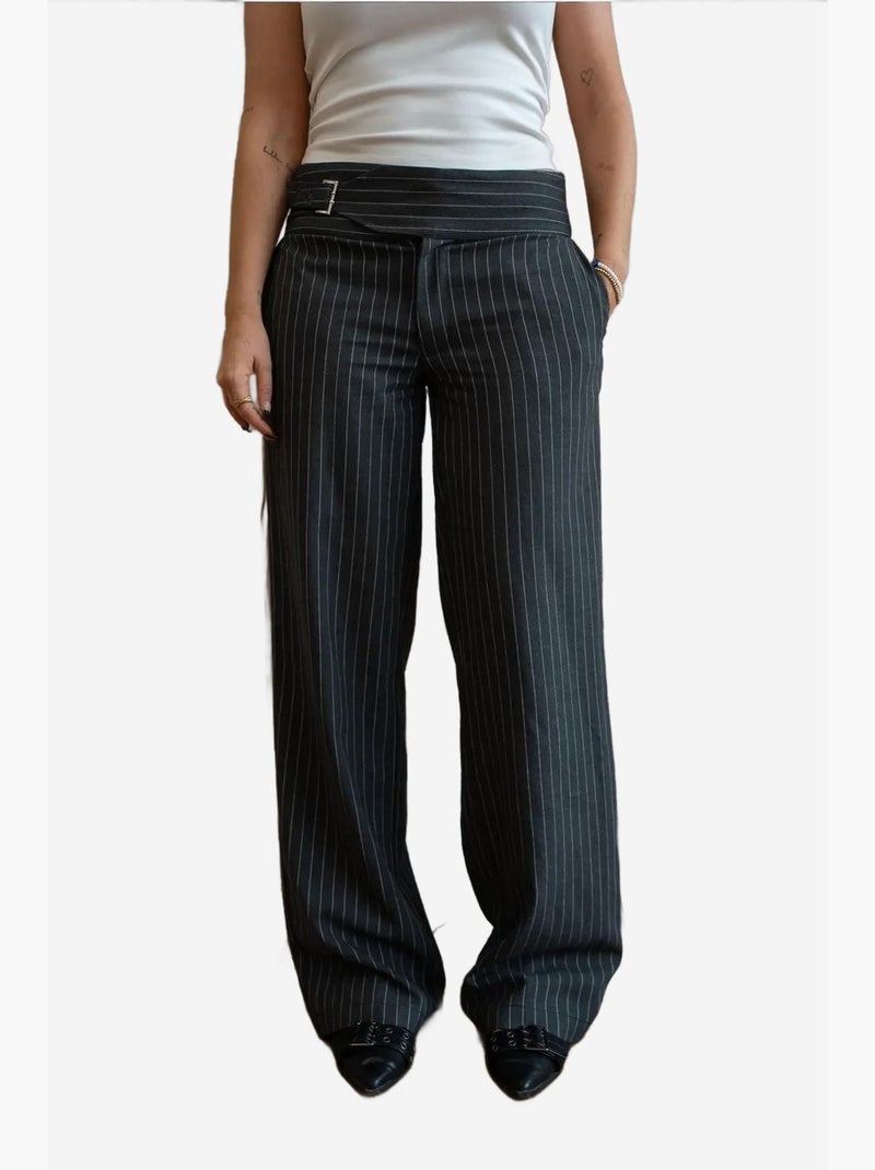 Pantalon à fines rayures jennifer hiccup Gris - Kiabi