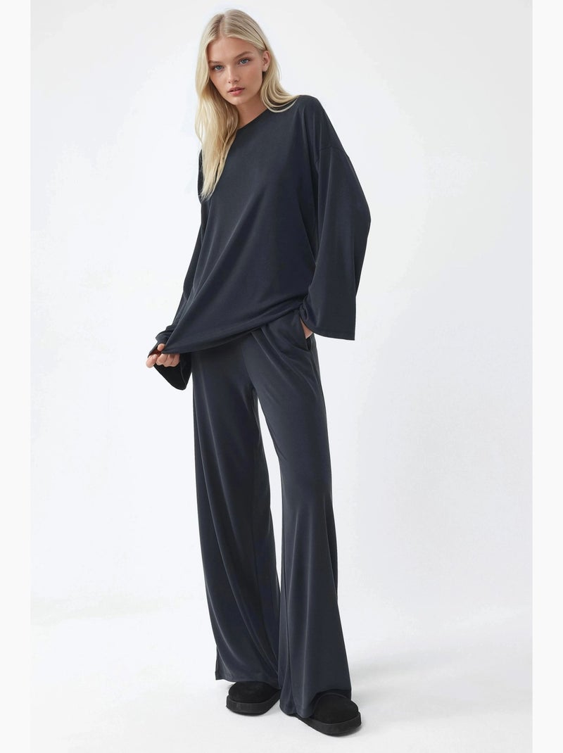 Pantalon à jambe droite à enfiler busem Gris Noir - Kiabi