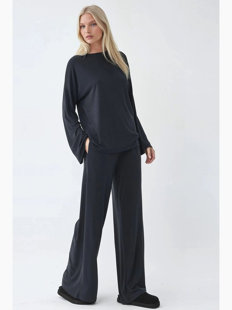 Pantalon à jambe droite à enfiler busem Gris Noir - Kiabi