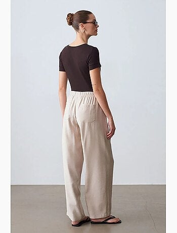 Pantalon à jambe large avec taille élastique et cordon dilvin