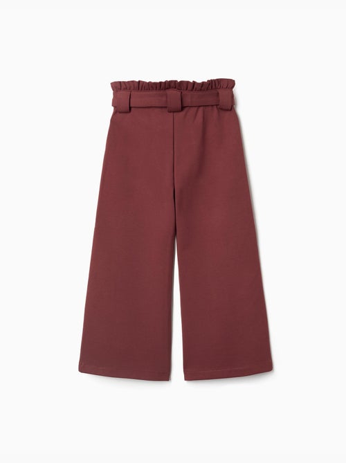 Pantalon à jambe large en maille milano avec ceinture - Kiabi