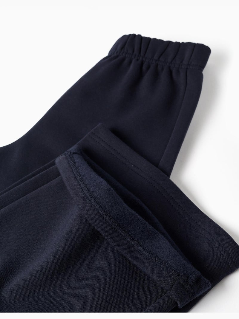 Pantalon à jambe large en molleton avec doublure en coton peigné Bleu foncé - Kiabi