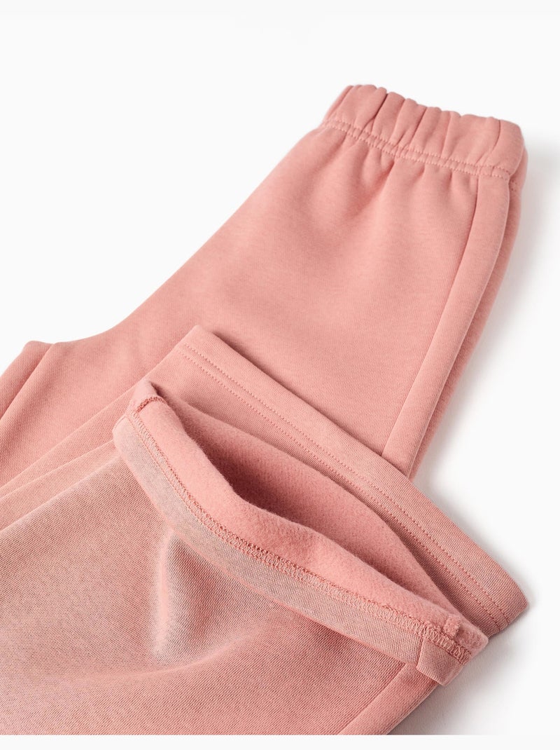 Pantalon à jambe large en molleton avec doublure en coton peigné Rose - Kiabi