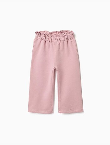 Pantalon à jambe large en molleton avec taille élastique