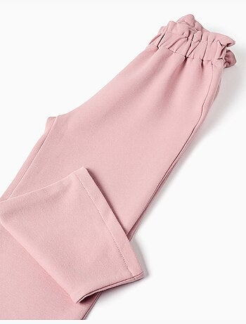 Pantalon à jambe large en molleton avec taille élastique