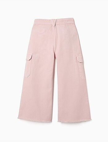 Pantalon à jambe large en sergé avec poches cargo