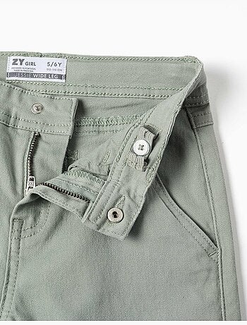 Pantalon à jambe large en sergé avec quatre poches