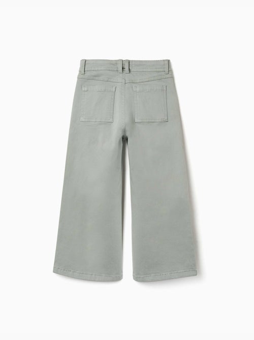Pantalon à jambe large en sergé avec quatre poches - Kiabi
