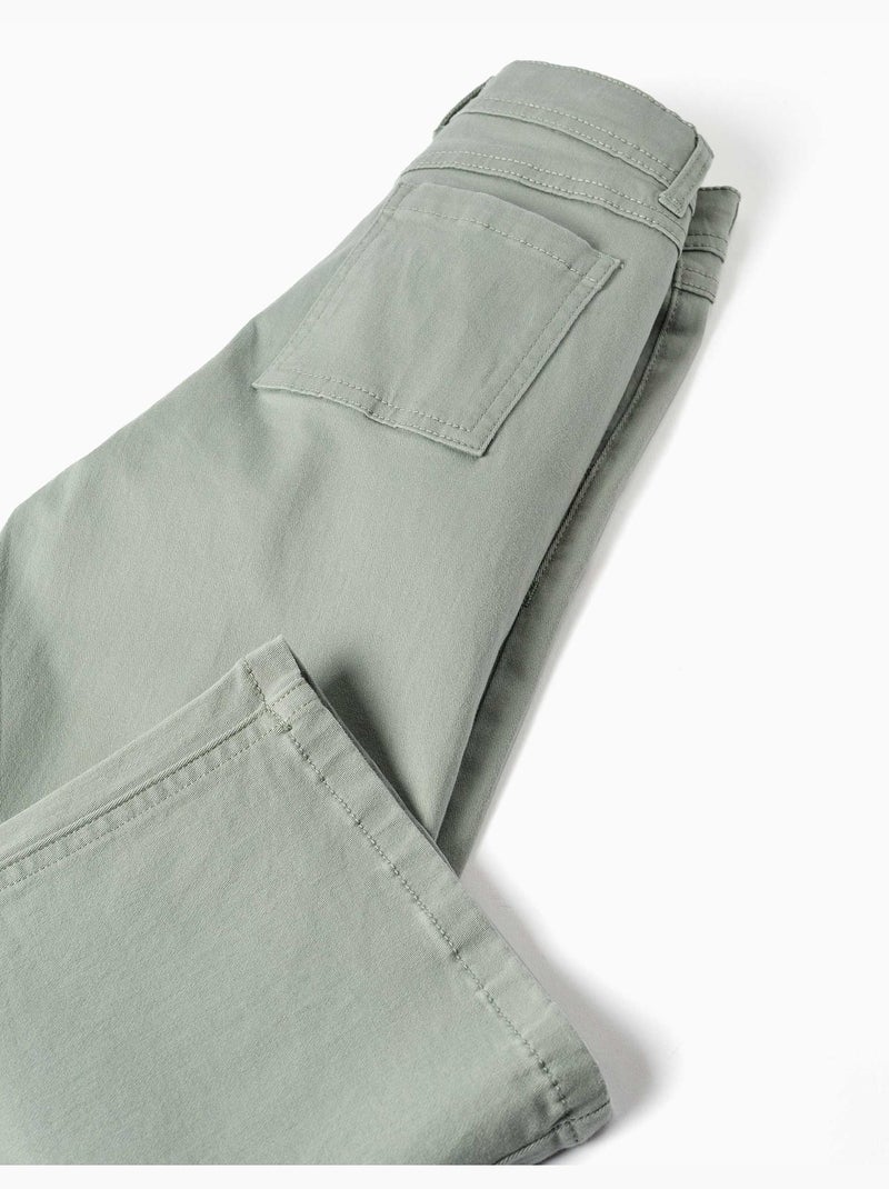 Pantalon à jambe large en sergé avec quatre poches Vert - Kiabi