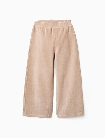 Pantalon à jambe large en velours côtelé avec taille élastique