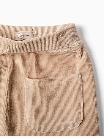 Pantalon à jambe large en velours côtelé avec taille élastique