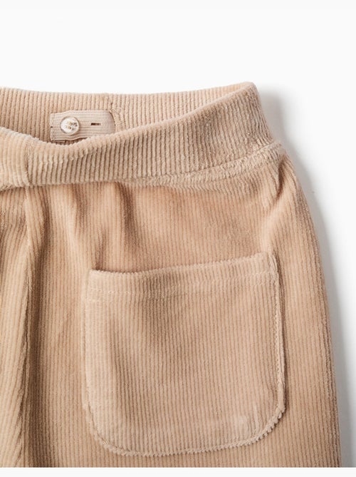 Pantalon à jambe large en velours côtelé avec taille élastique - Kiabi