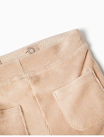 Pantalon à jambe large en velours côtelé avec taille élastique