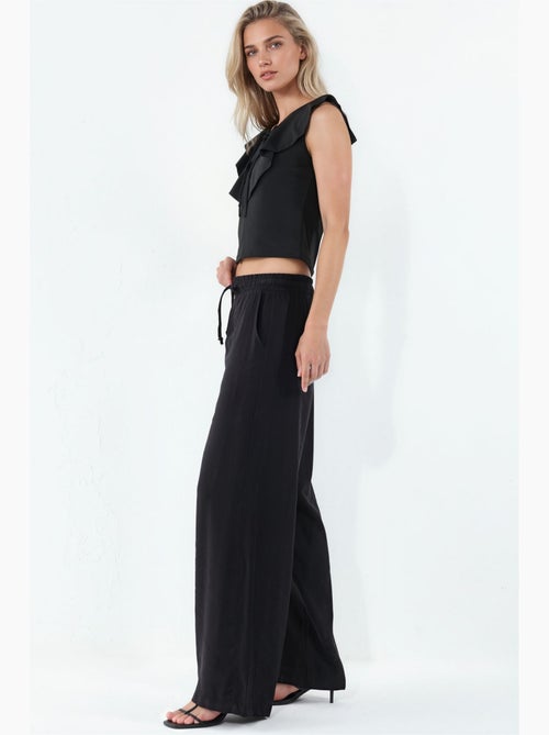 Pantalon à jambe large taille haute avec poche bdart - Kiabi Pantalon à jambe large taille haute avec poche bdart - Kiabi